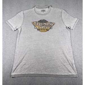 Lucky Brand Triumph T-Shirt Men's XL Faded Gray Short Sleeve Spellout Pullover